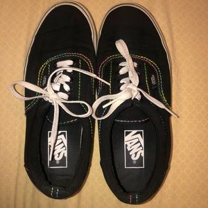 Black Vans with rainbow threading and bottom